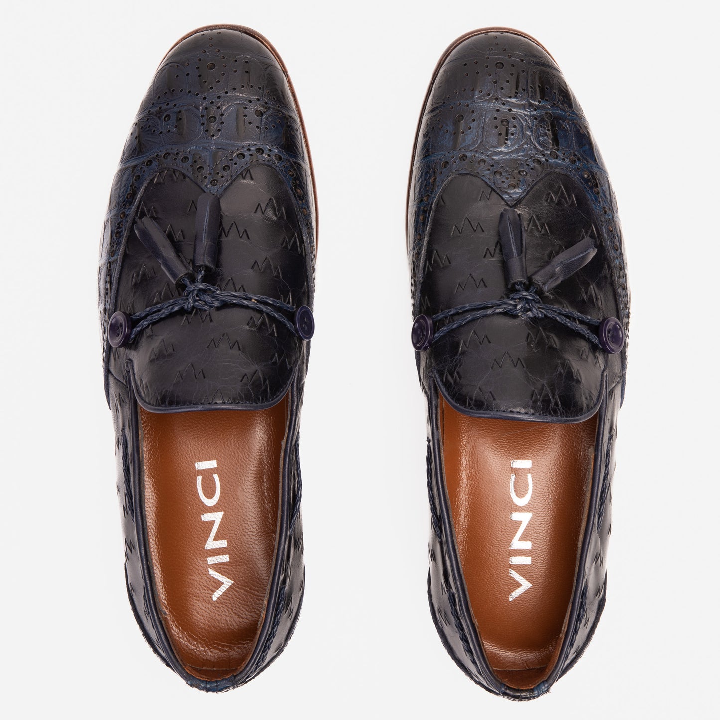 Mocasín con borlas de cuero azul marino de Estambul para hombre