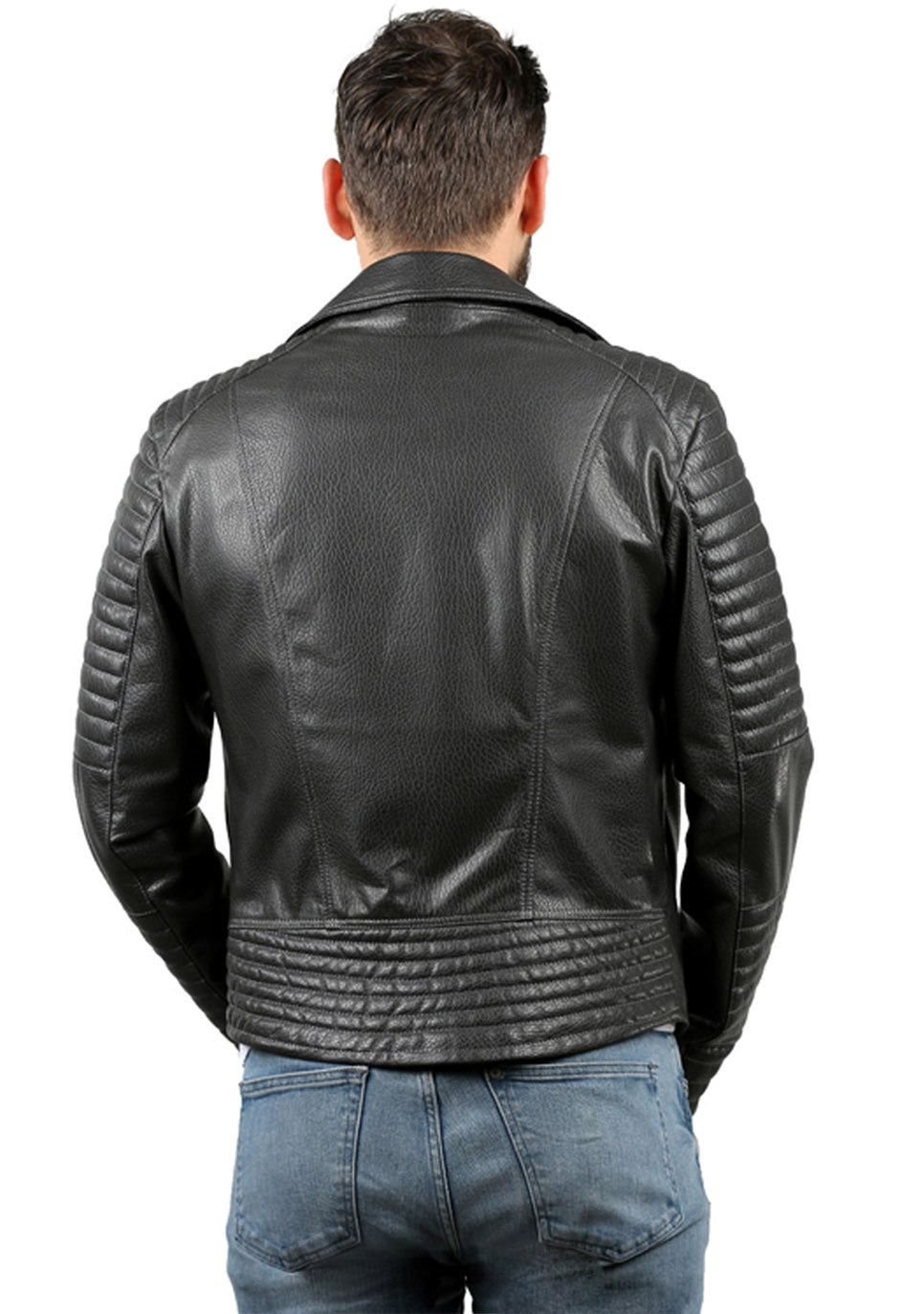 La chaqueta de cuero negra Fossett para hombre
