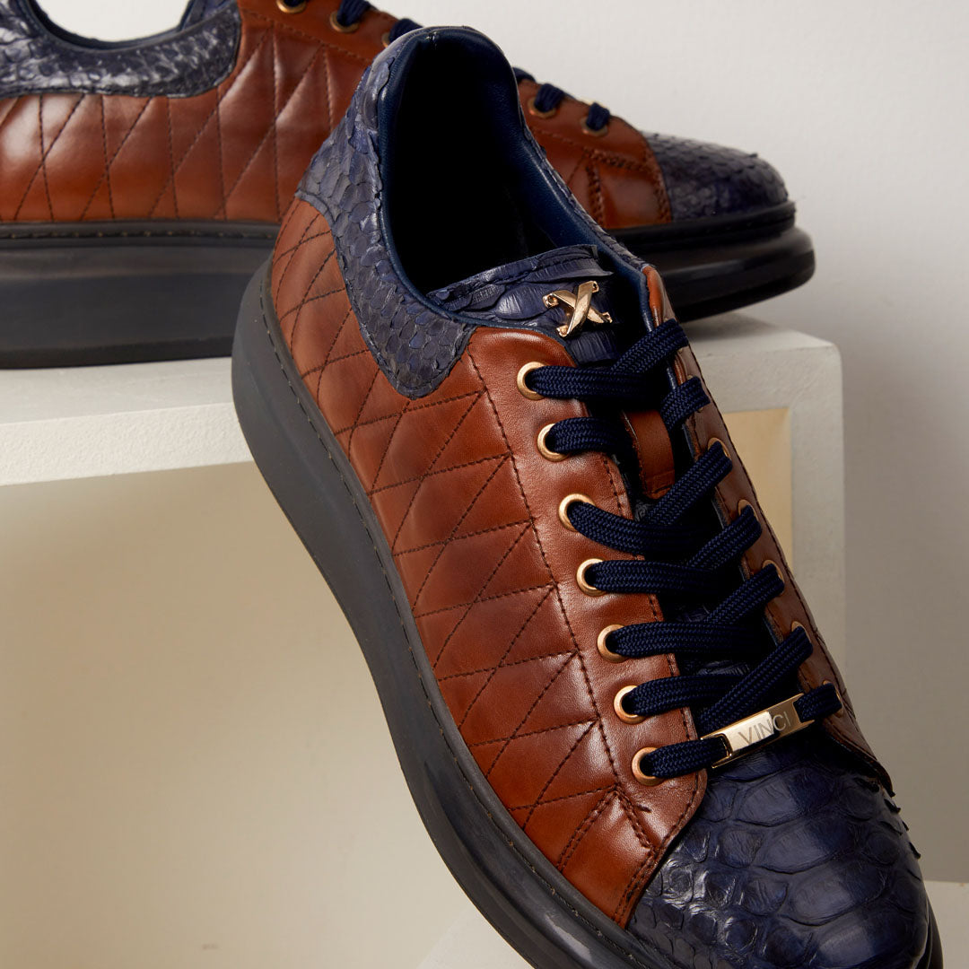 The Adler Pyht Snk Skin Tan & Navy Men Sneaker