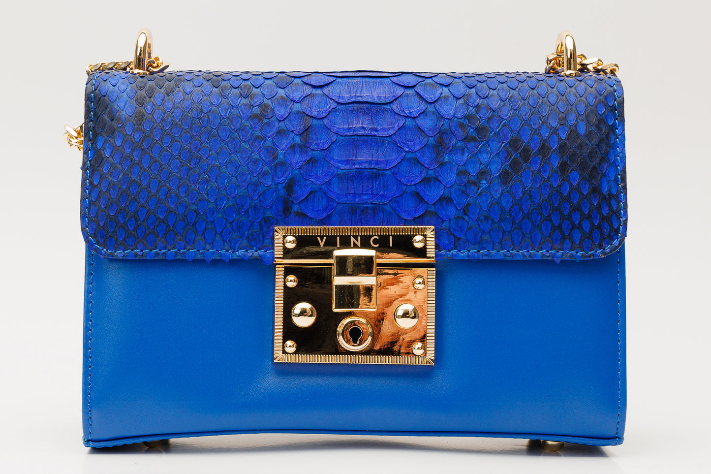 Bolso de mano de piel de pitón azul Toskana Sax