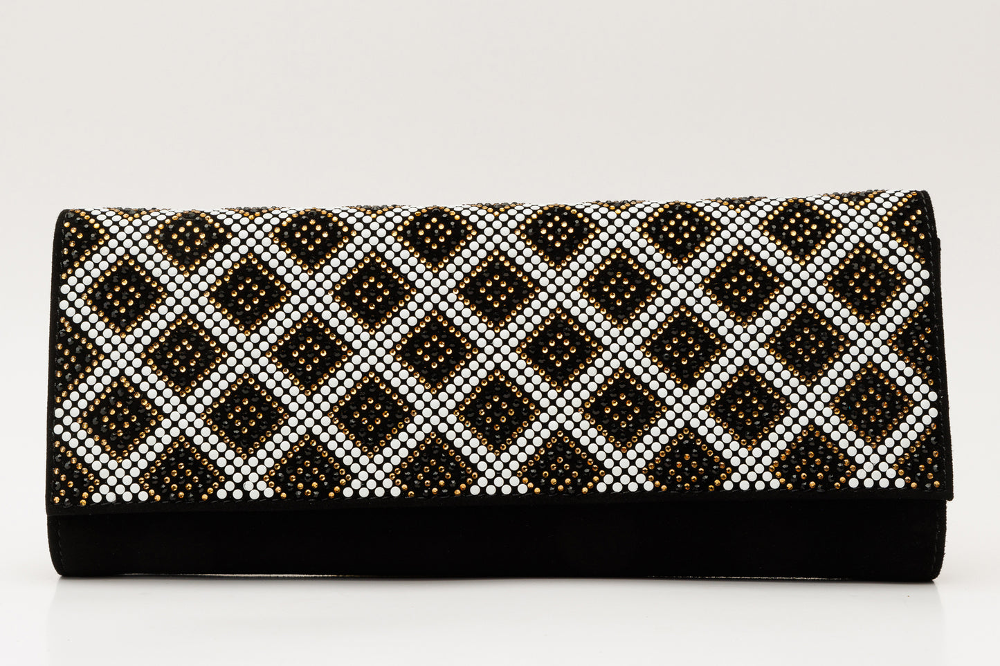 El clutch Nampula de piel de ante con purpurina negra