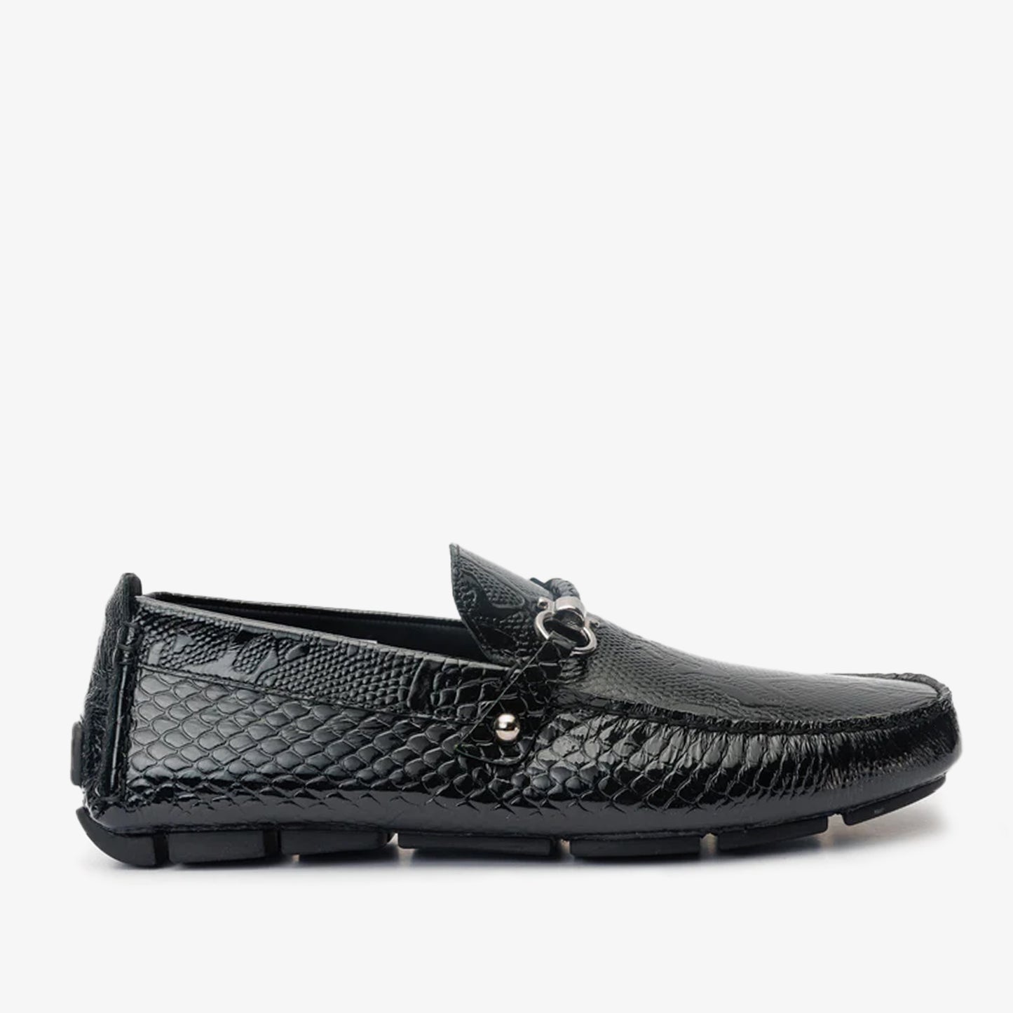 Mocasín Bit Drive de cuero negro de Bolonia para hombre