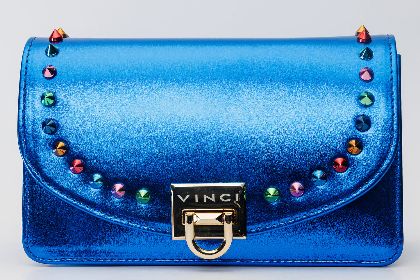 El bolso de mano de piel azul Caris Sax
