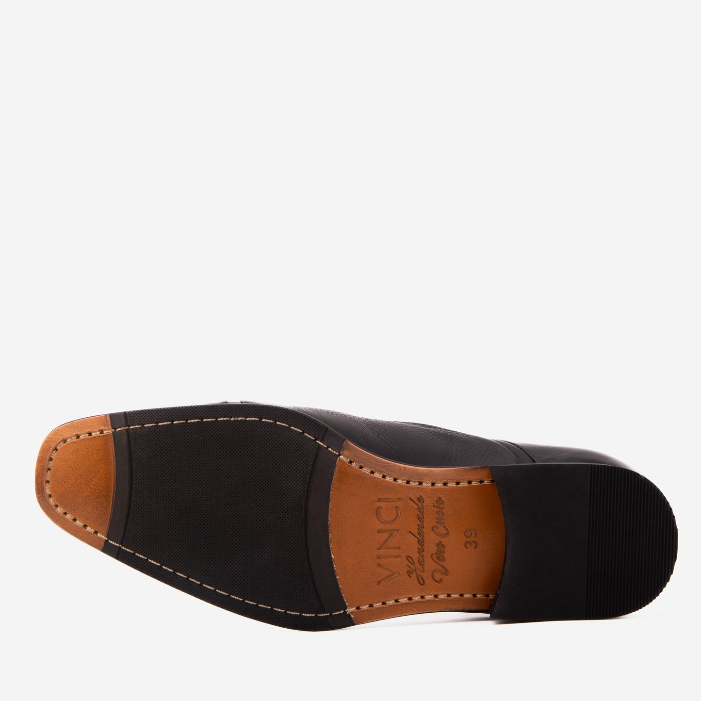 حذاء أوكسفورد رجالي من روكويل مصنوع يدويًا من الجلد الأسود بطرف الكاب