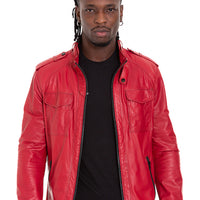 The Ravine Red Leather Men Jacket