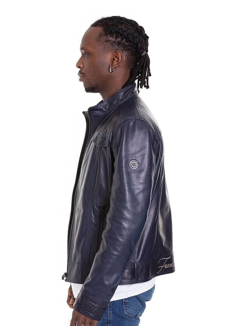 Chaqueta de cuero azul marino para hombre de Labanon