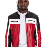The Martos Black & Red Leather Men Jacket