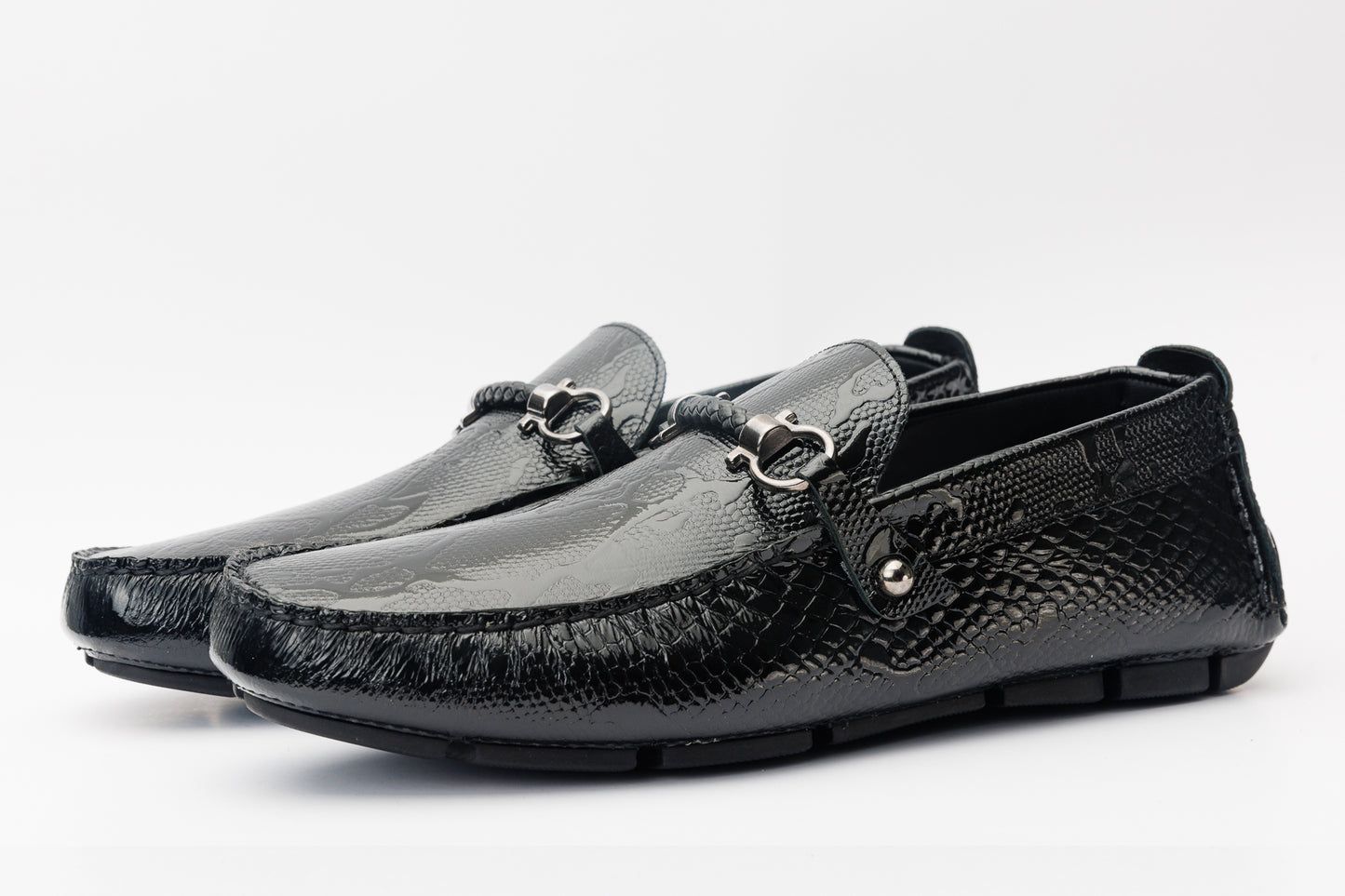 Mocasín Bit Drive de cuero negro de Bolonia para hombre