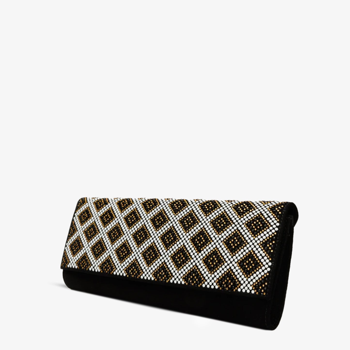 El clutch Nampula de piel de ante con purpurina negra