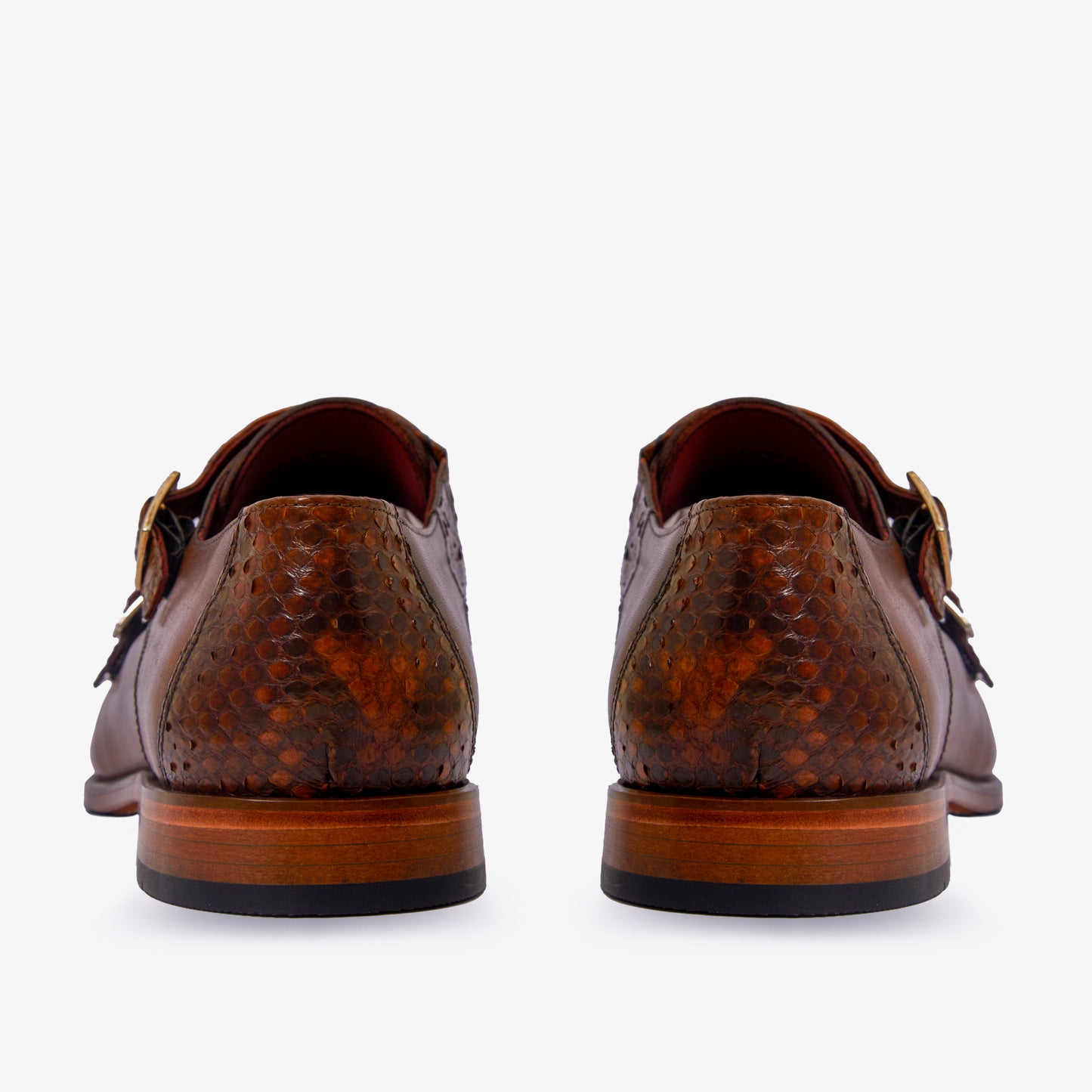 The Bishkek Tan Leather Cap Toe Double Monk Strap Men Shoe