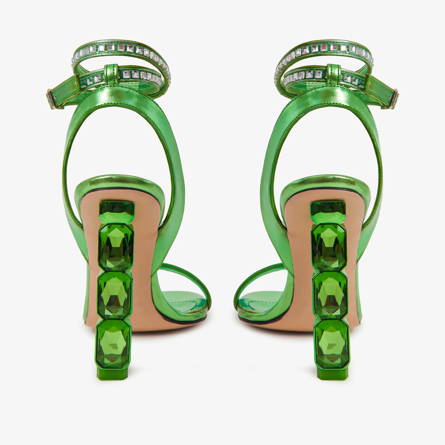 ¡Venta final de las sandalias de cuero para mujer Torola Green Stony Heel!