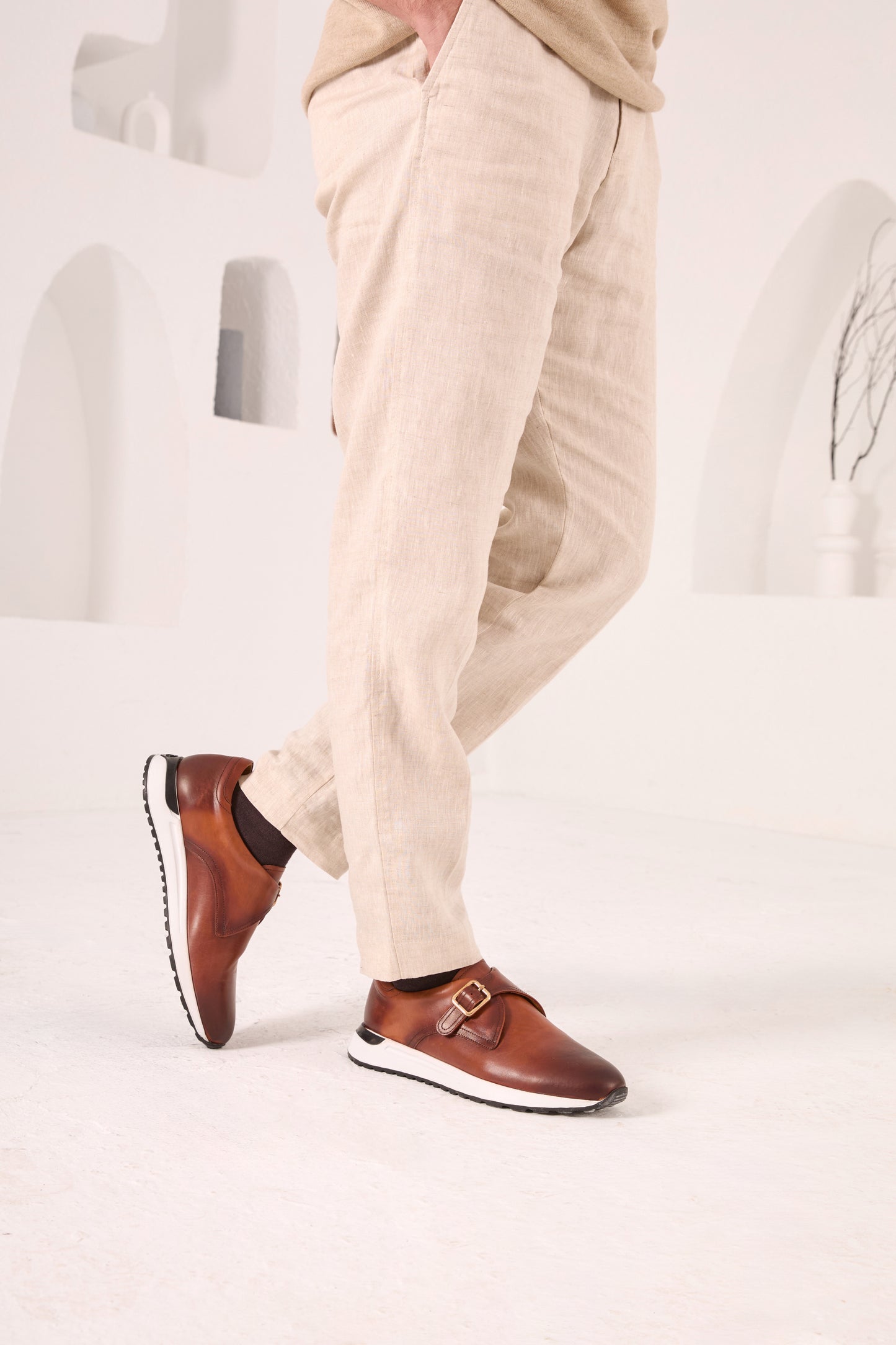 Zapatillas de piel color tostado Torino para hombre