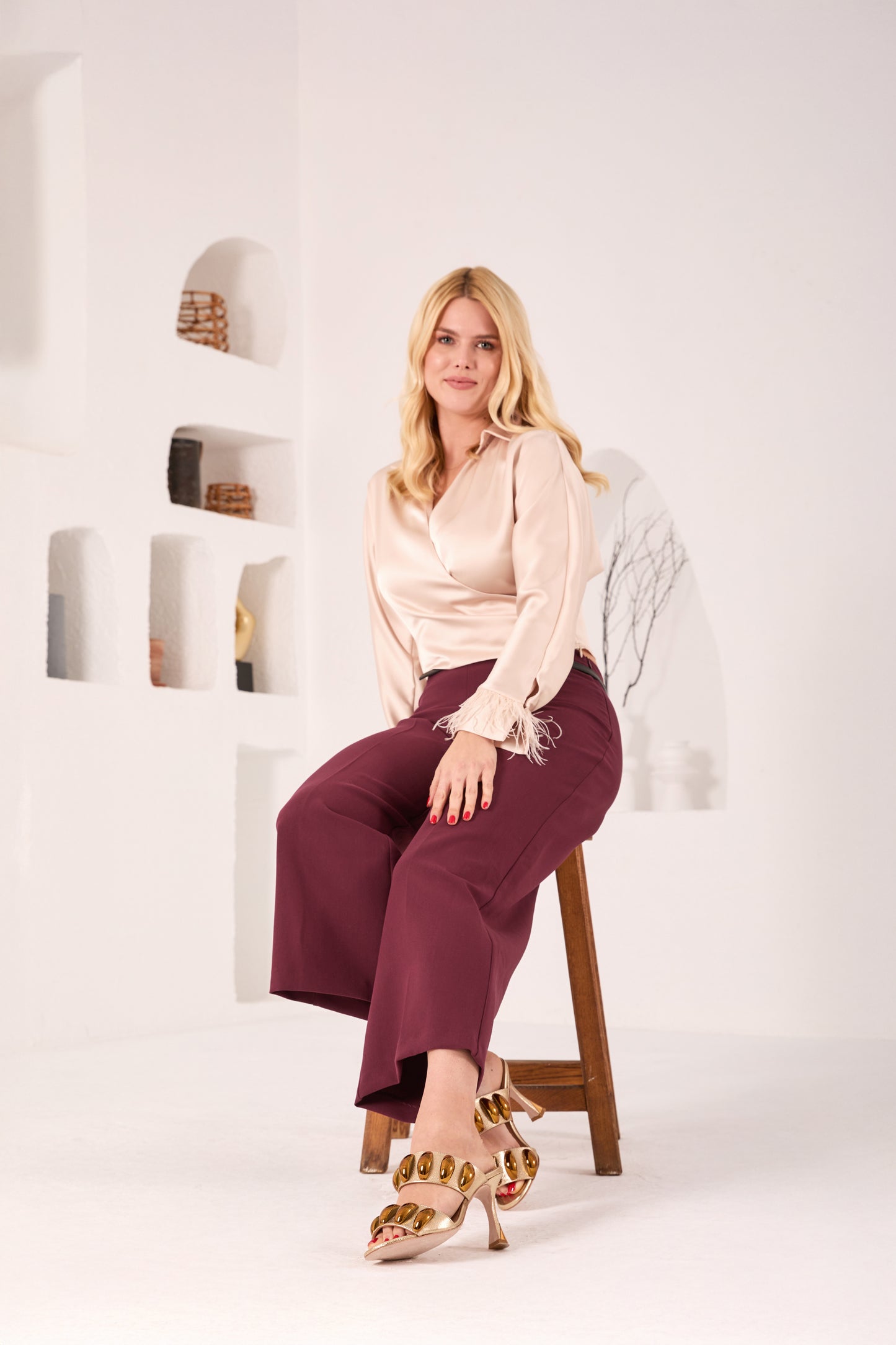 Sandalia de piel dorada Eclipse para mujer
