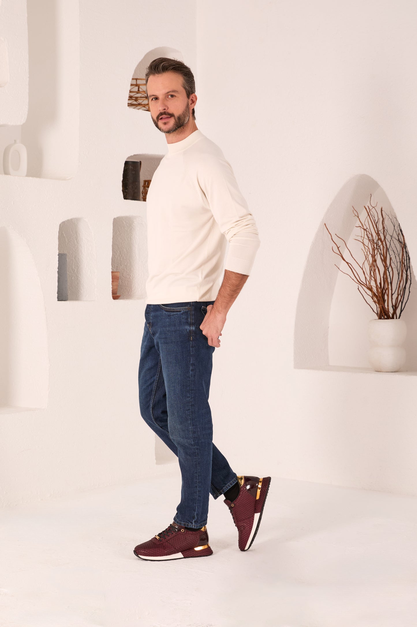 Zapatillas de deporte Majesty Burgundy Leather para hombre
