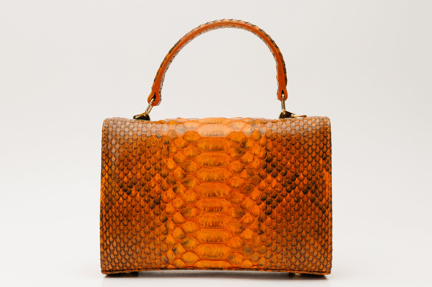 Bolso de mano de piel de pitón naranja The Queen