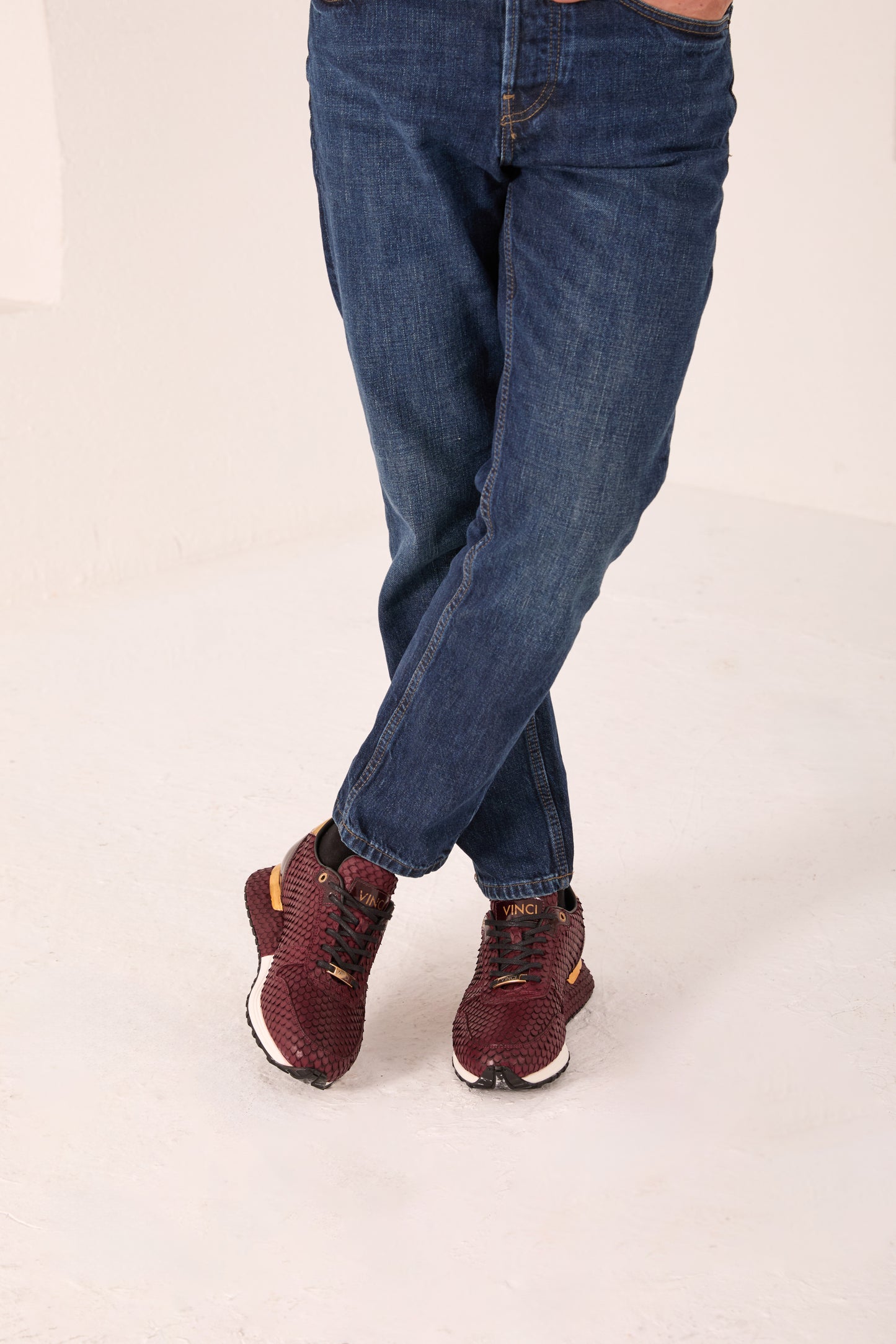 Zapatillas de deporte Majesty Burgundy Leather para hombre