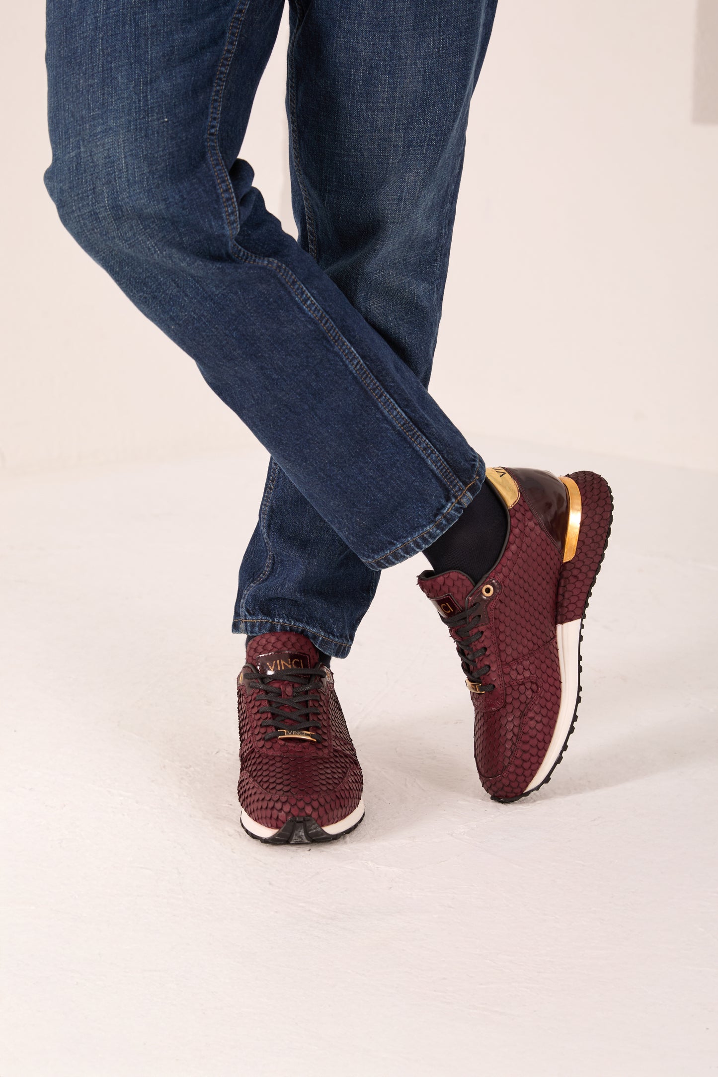 Zapatillas de deporte Majesty Burgundy Leather para hombre