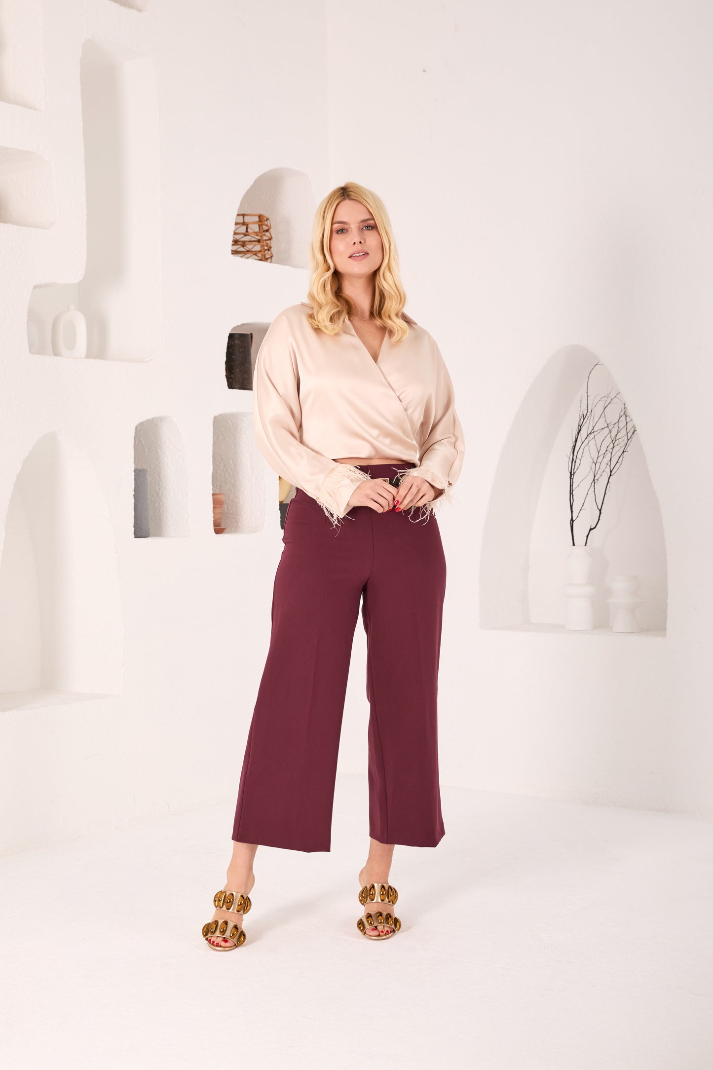 Sandalia de piel dorada Eclipse para mujer