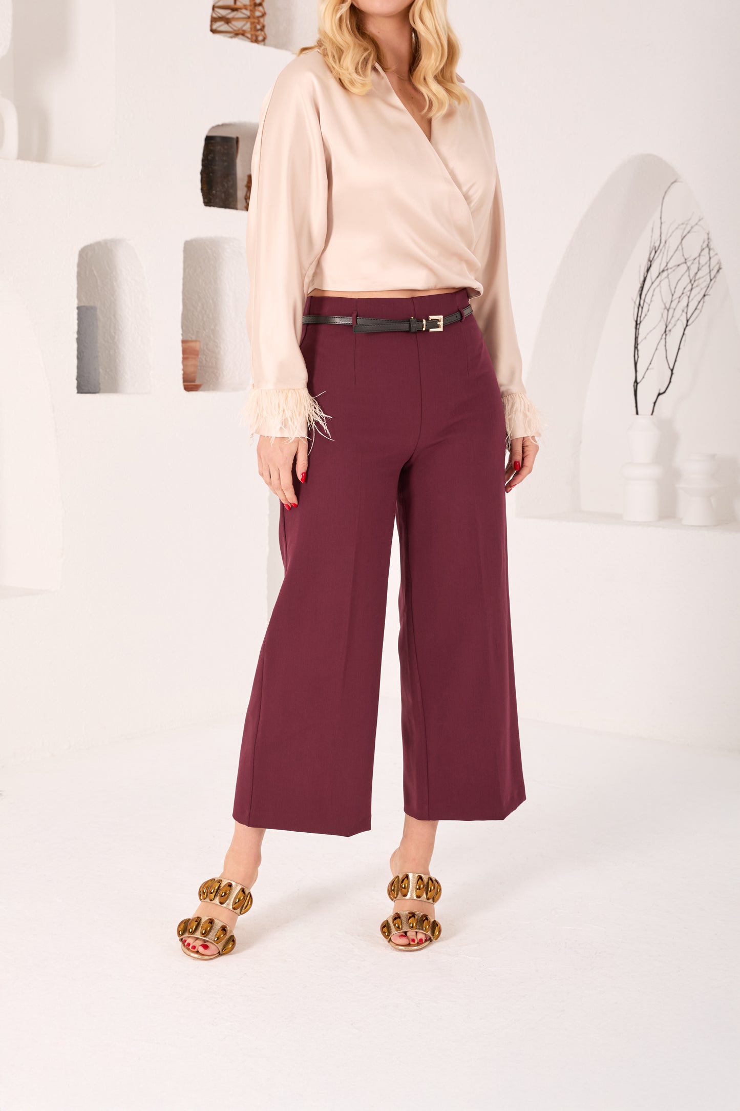 Sandalia de piel dorada Eclipse para mujer