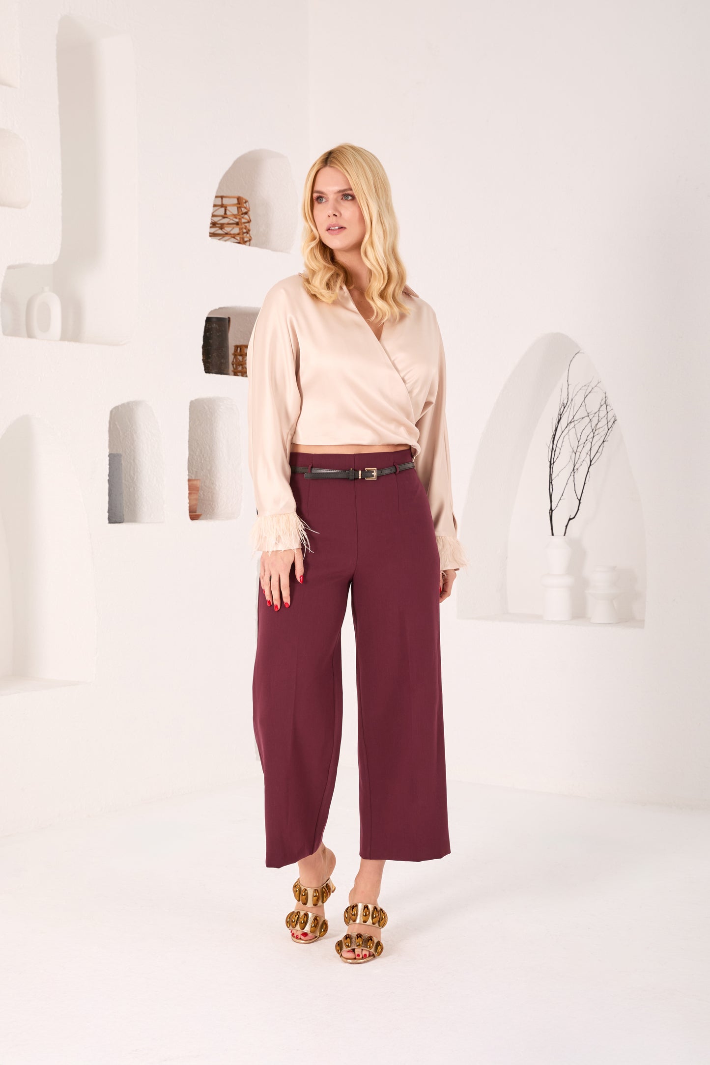 Sandalia de piel dorada Eclipse para mujer