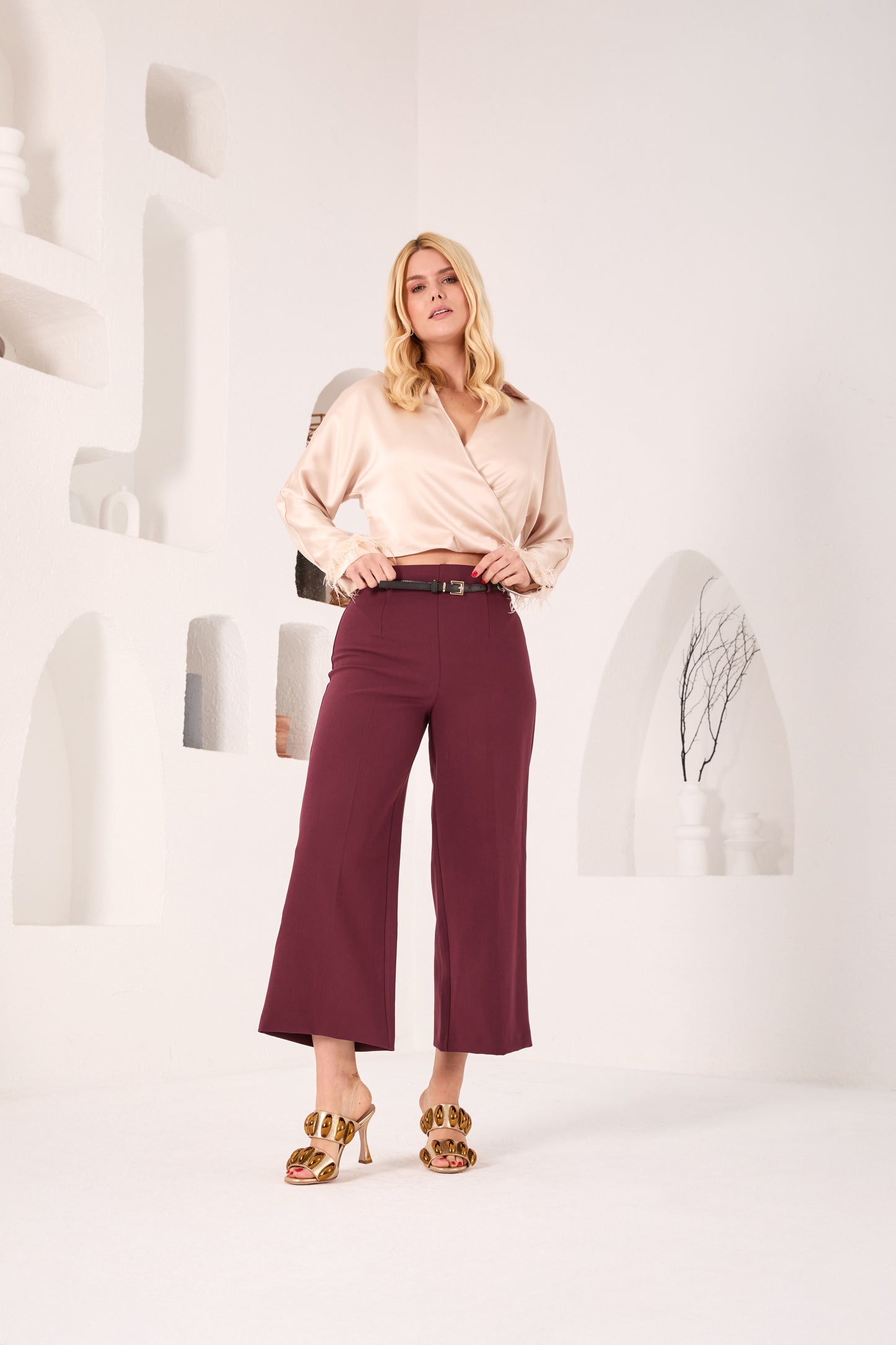 Sandalia de piel dorada Eclipse para mujer