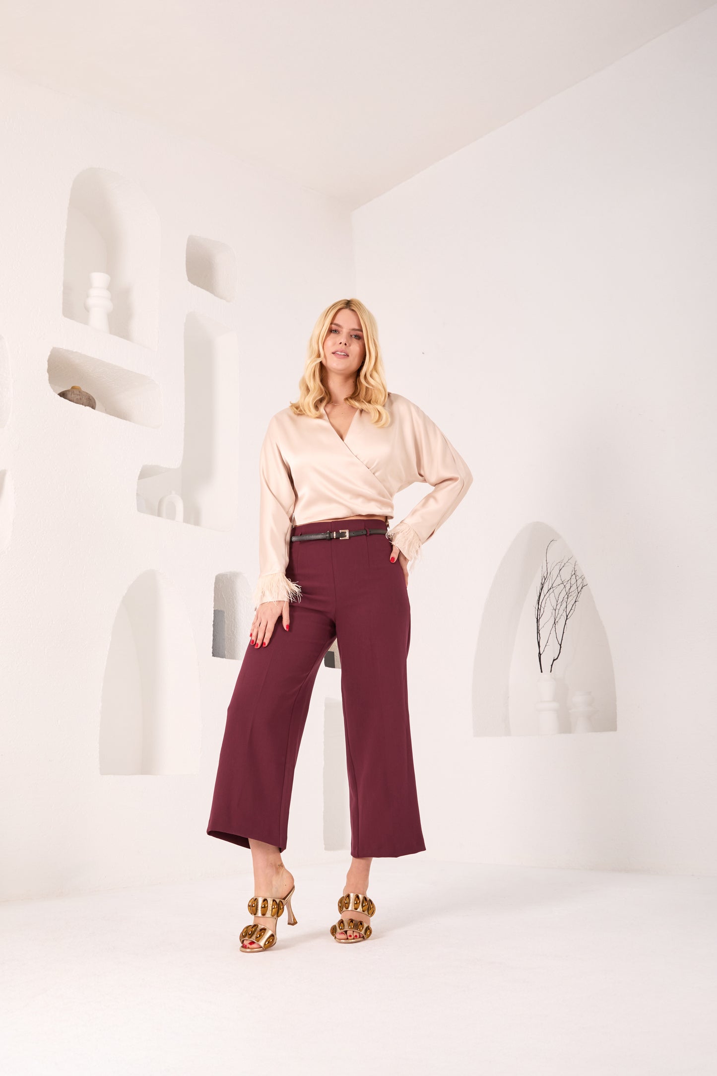 Sandalia de piel dorada Eclipse para mujer