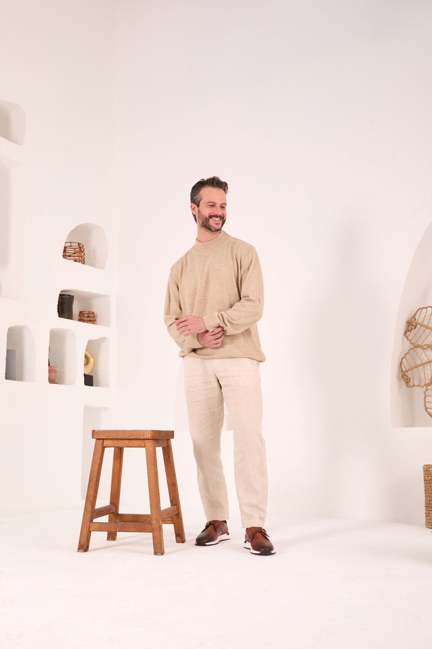 Zapatillas de piel color tostado Torino para hombre