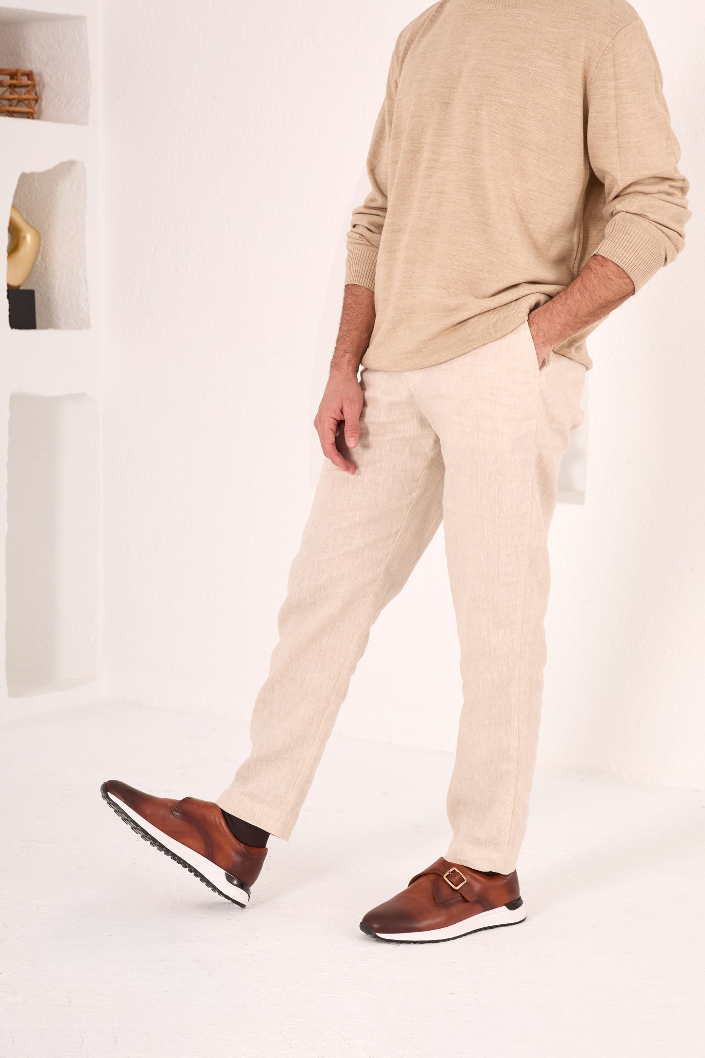 Zapatillas de piel color tostado Torino para hombre