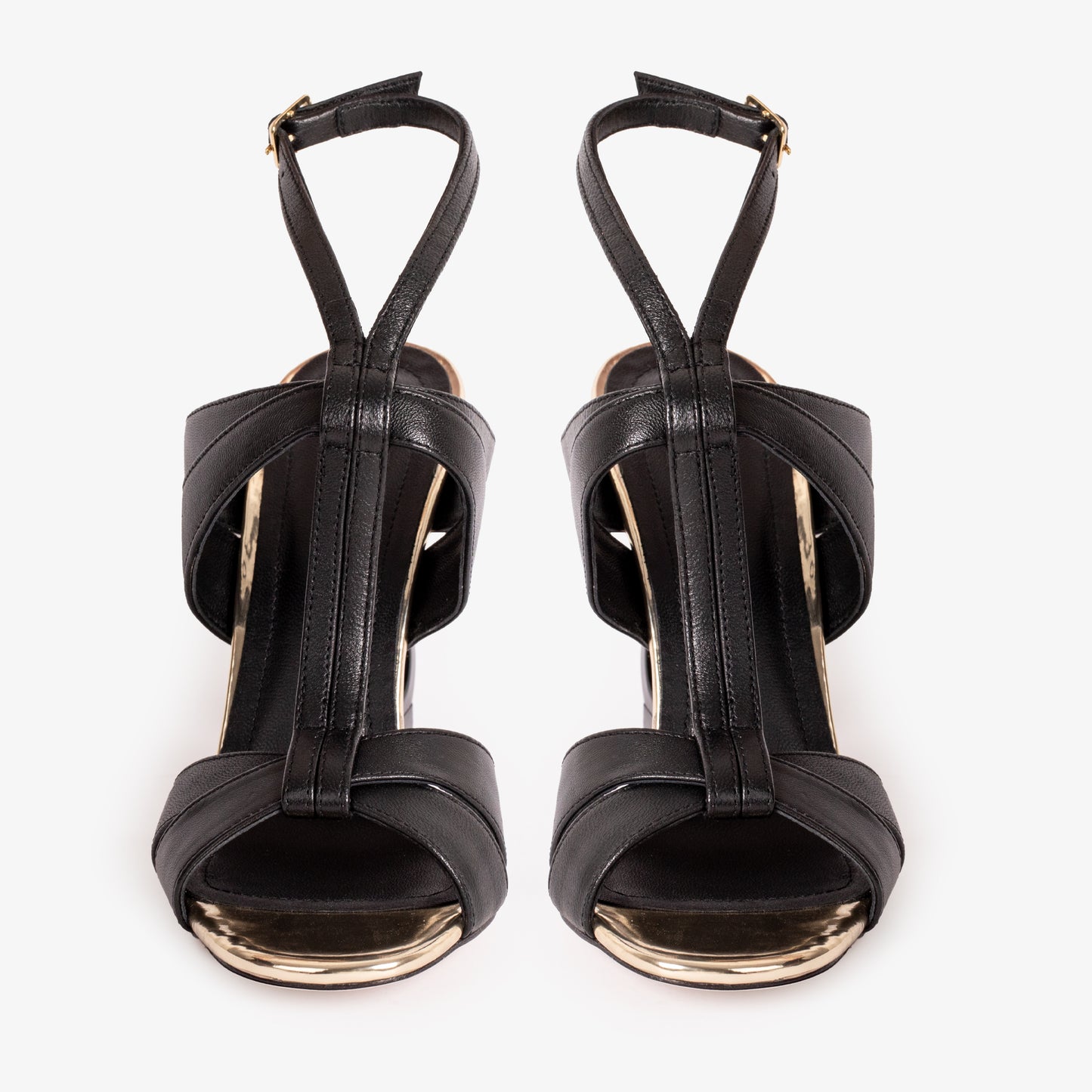 The Duffryn Black T-Strap Leather Women Sandal
