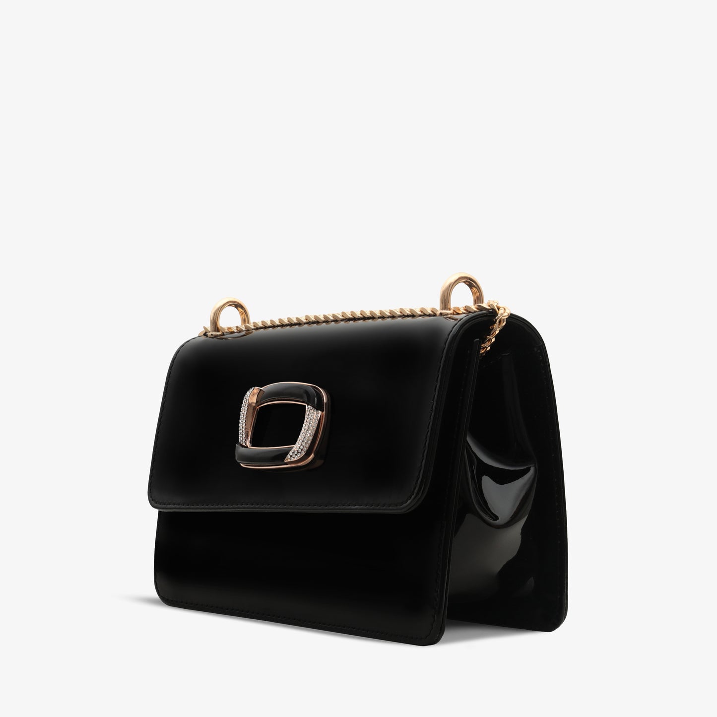 El bolso de mano Ferrara de piel de charol negra