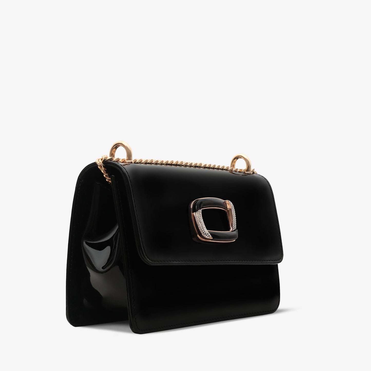 El bolso de mano Ferrara de piel de charol negra