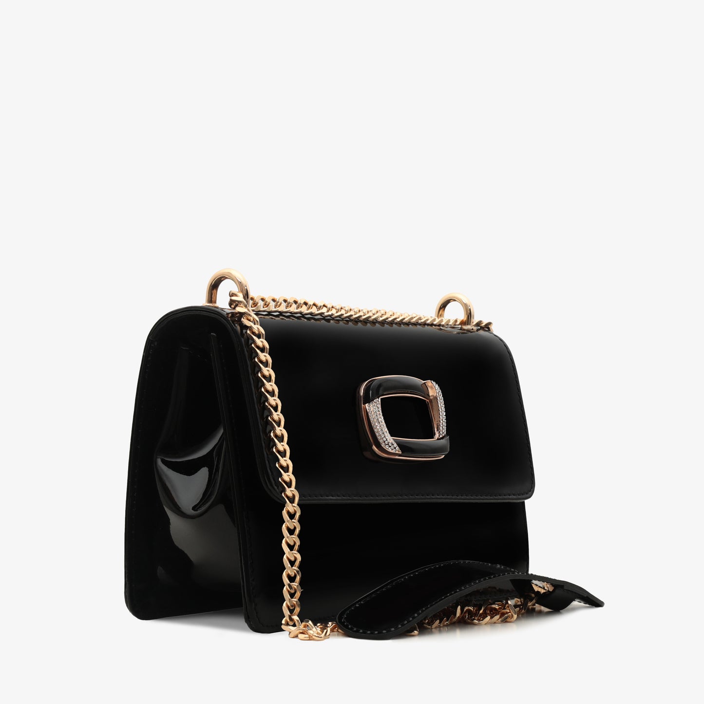 El bolso de mano Ferrara de piel de charol negra