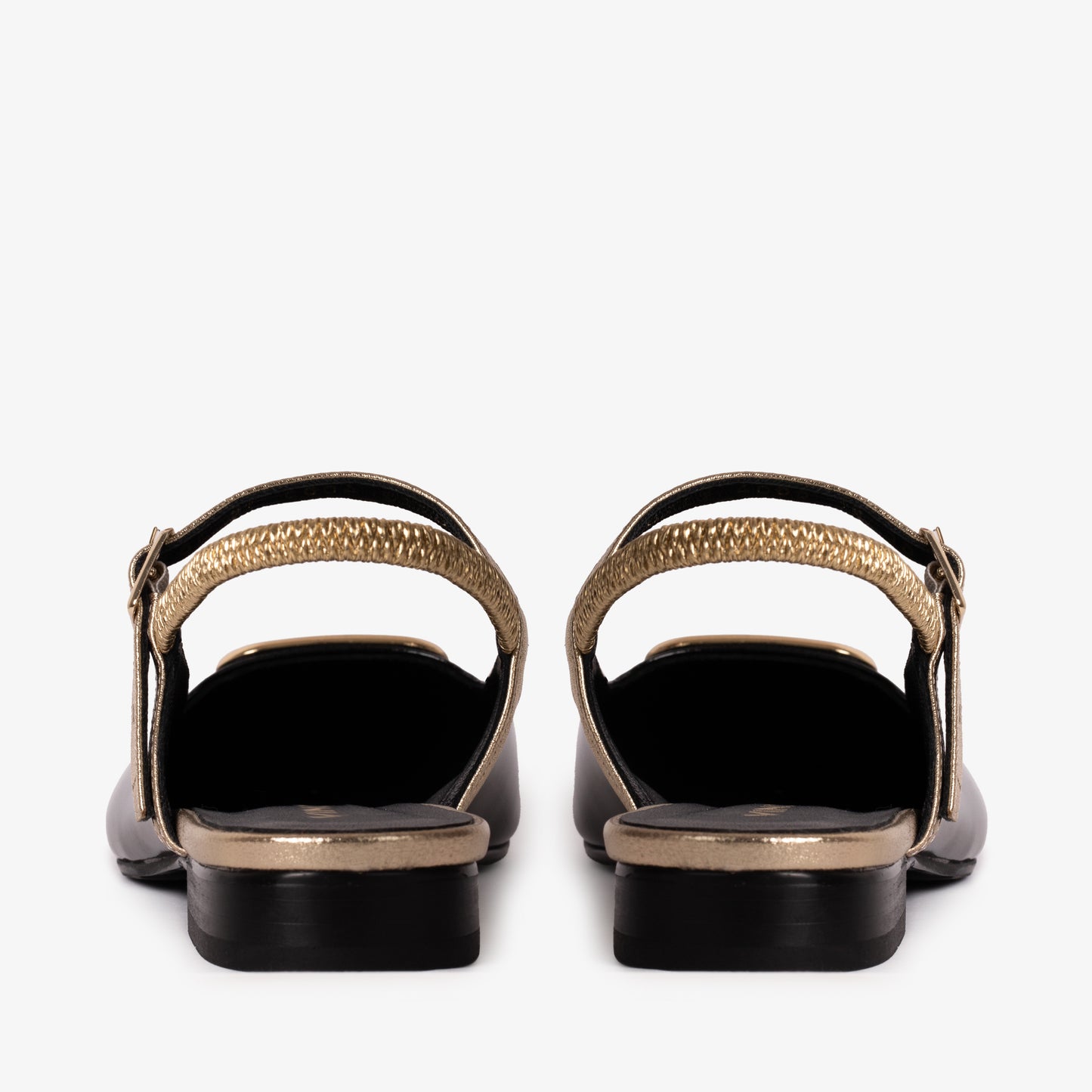 The Rosalinda Black Leather Women Flat Slingback Shoe