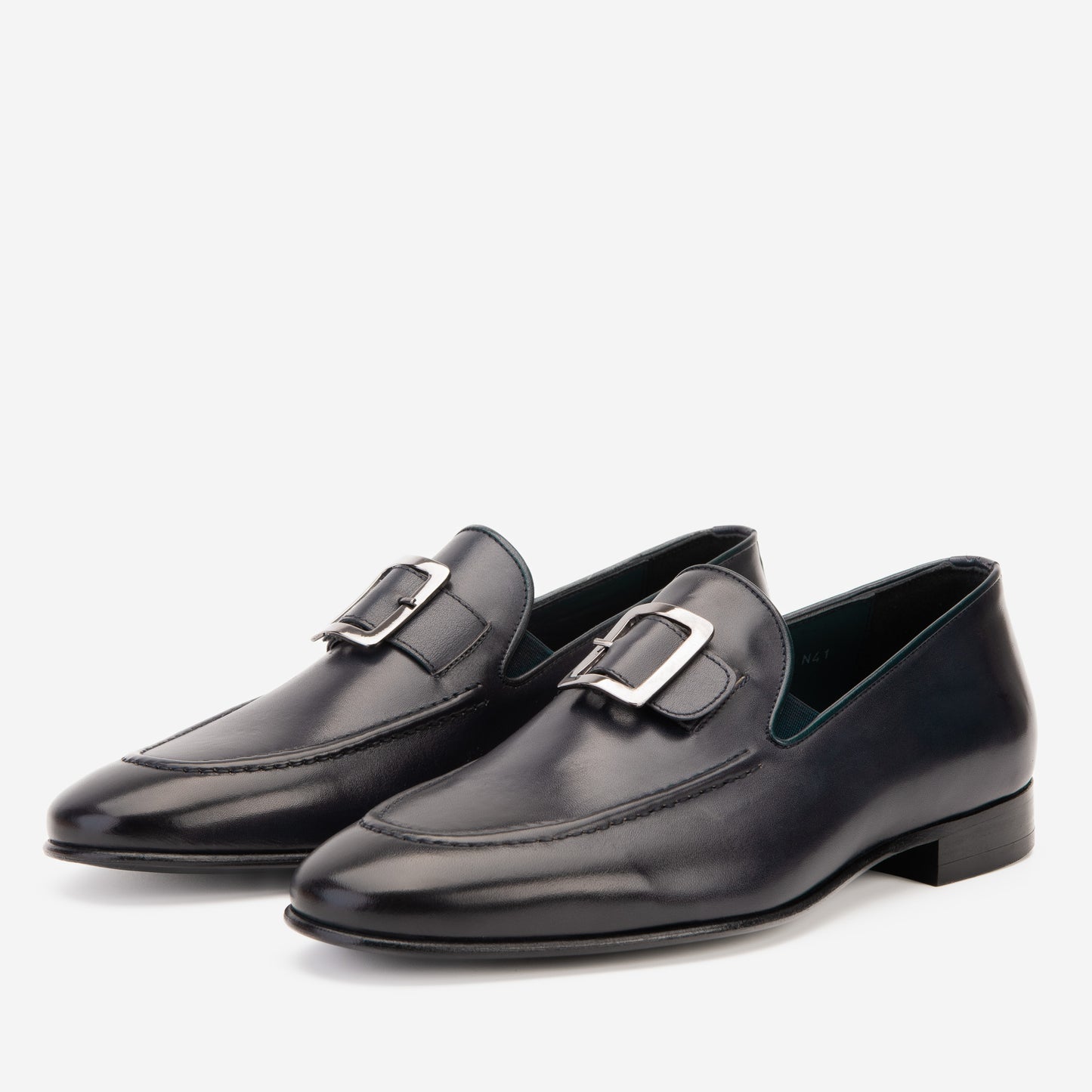 El mocasín de cuero búfalo navy Astoria para hombres