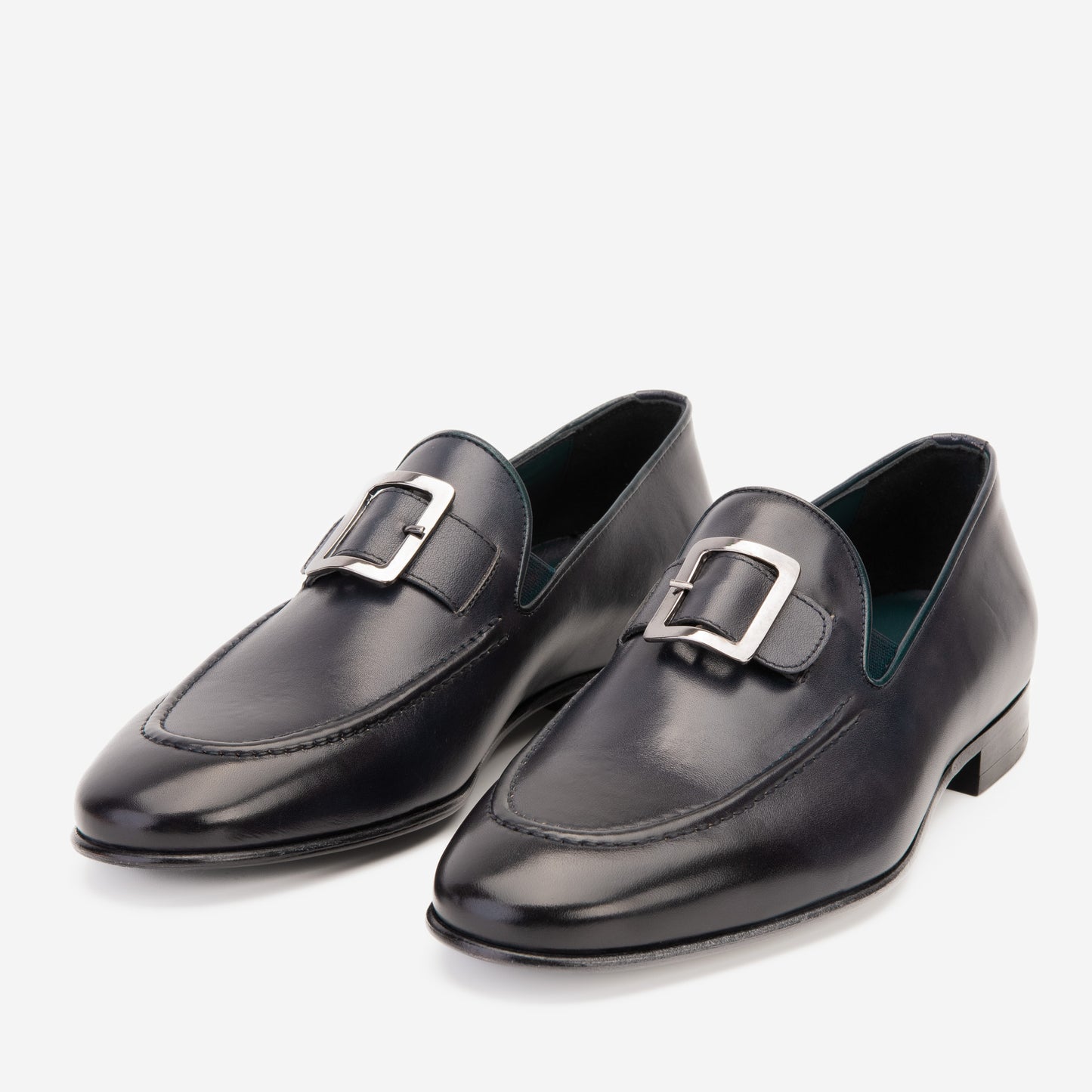 El mocasín de cuero búfalo navy Astoria para hombres