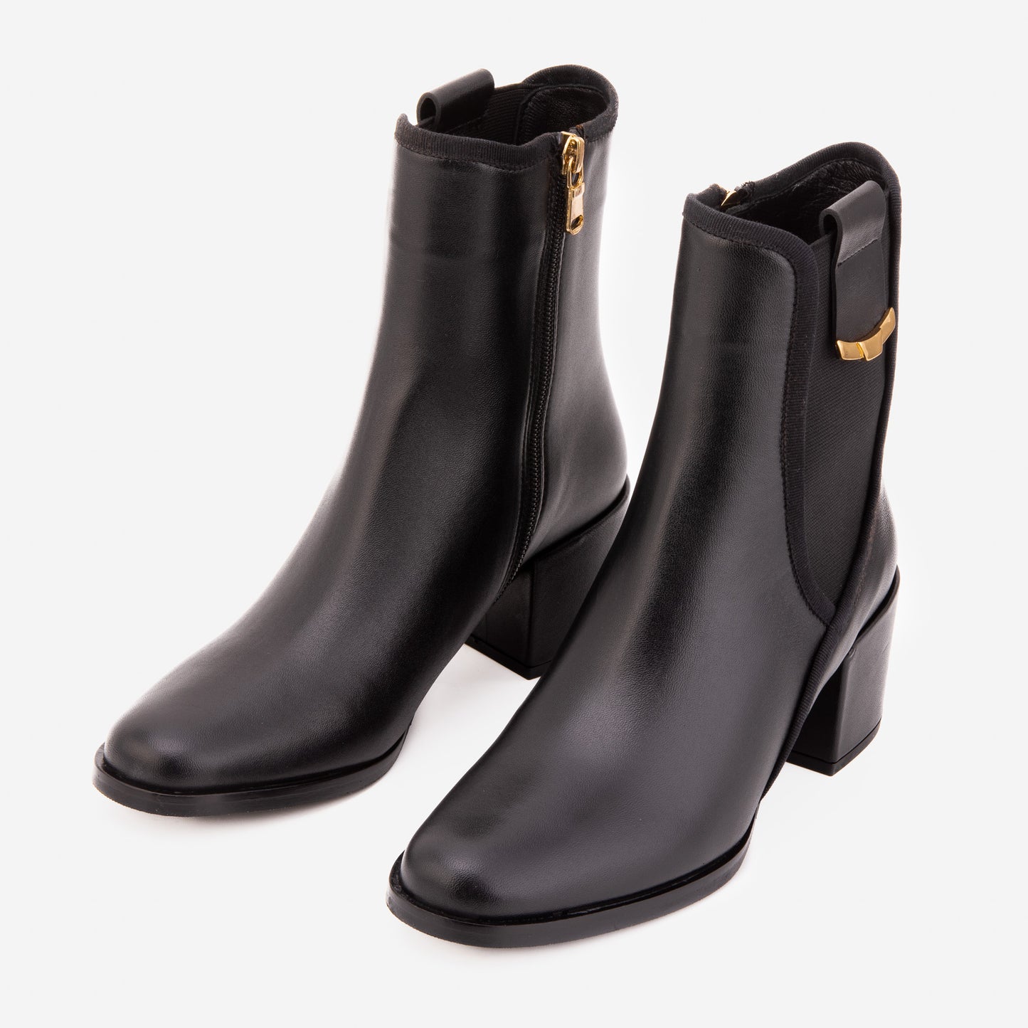 The Kensington Black Leather Block Heel Women’s Mid-Calf Boot