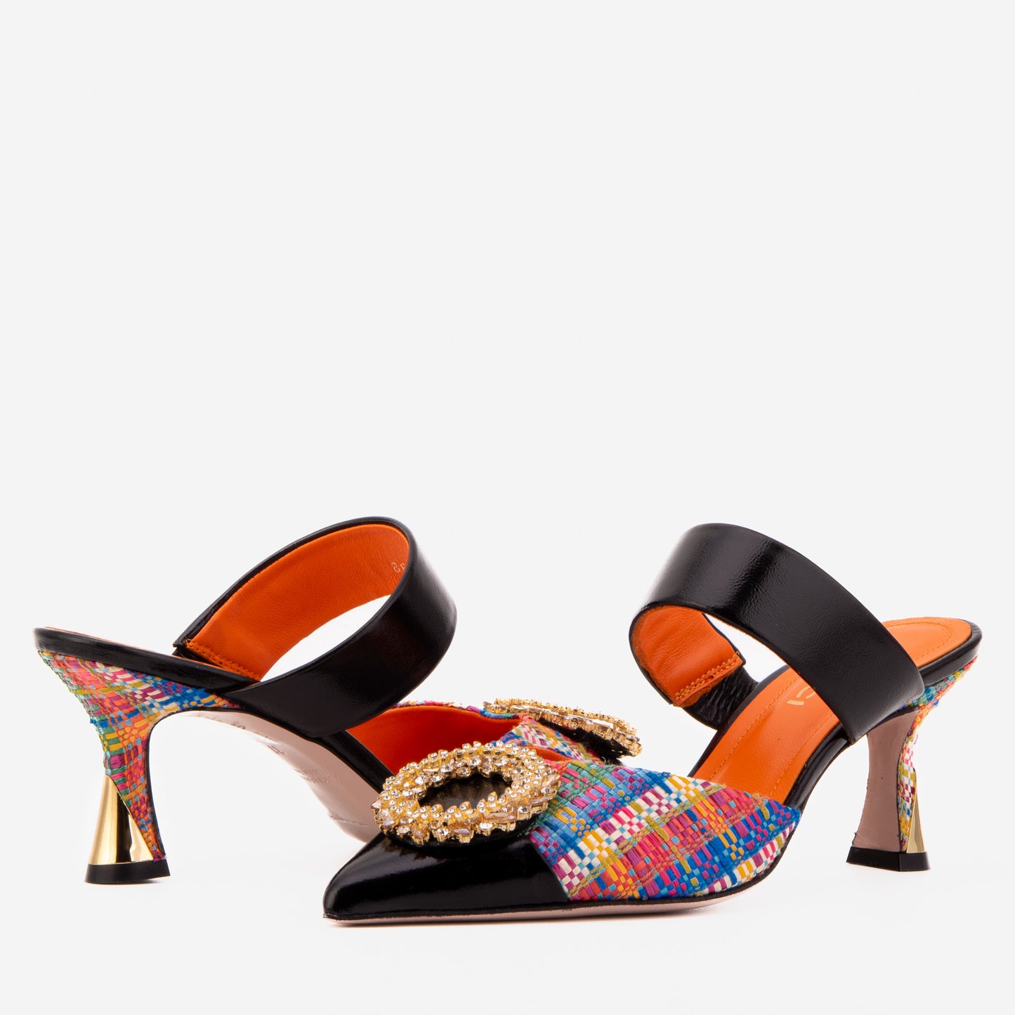 The Valencia Multicolor Leather Women Jewel Heel Mule Shoe