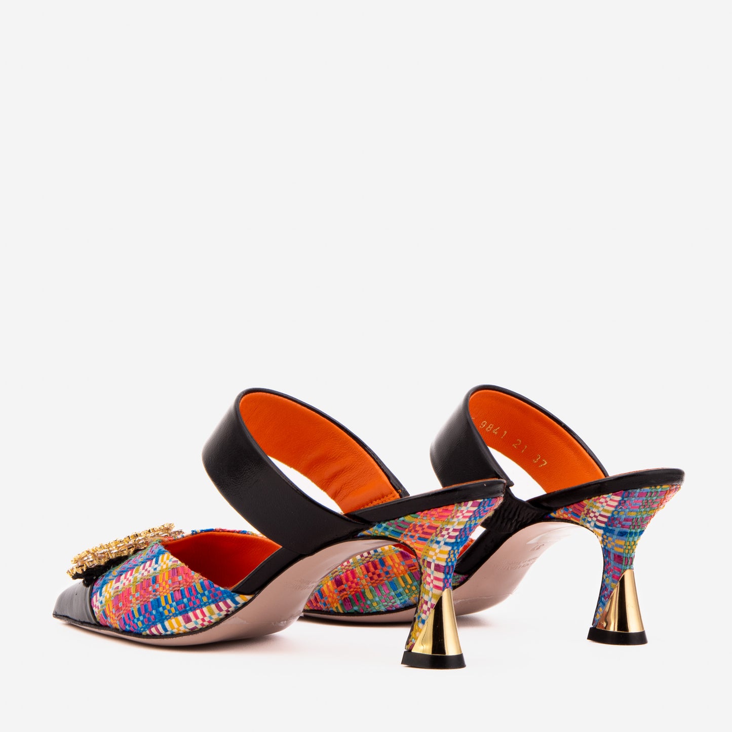 The Valencia Multicolor Leather Women Jewel Heel Mule Shoe