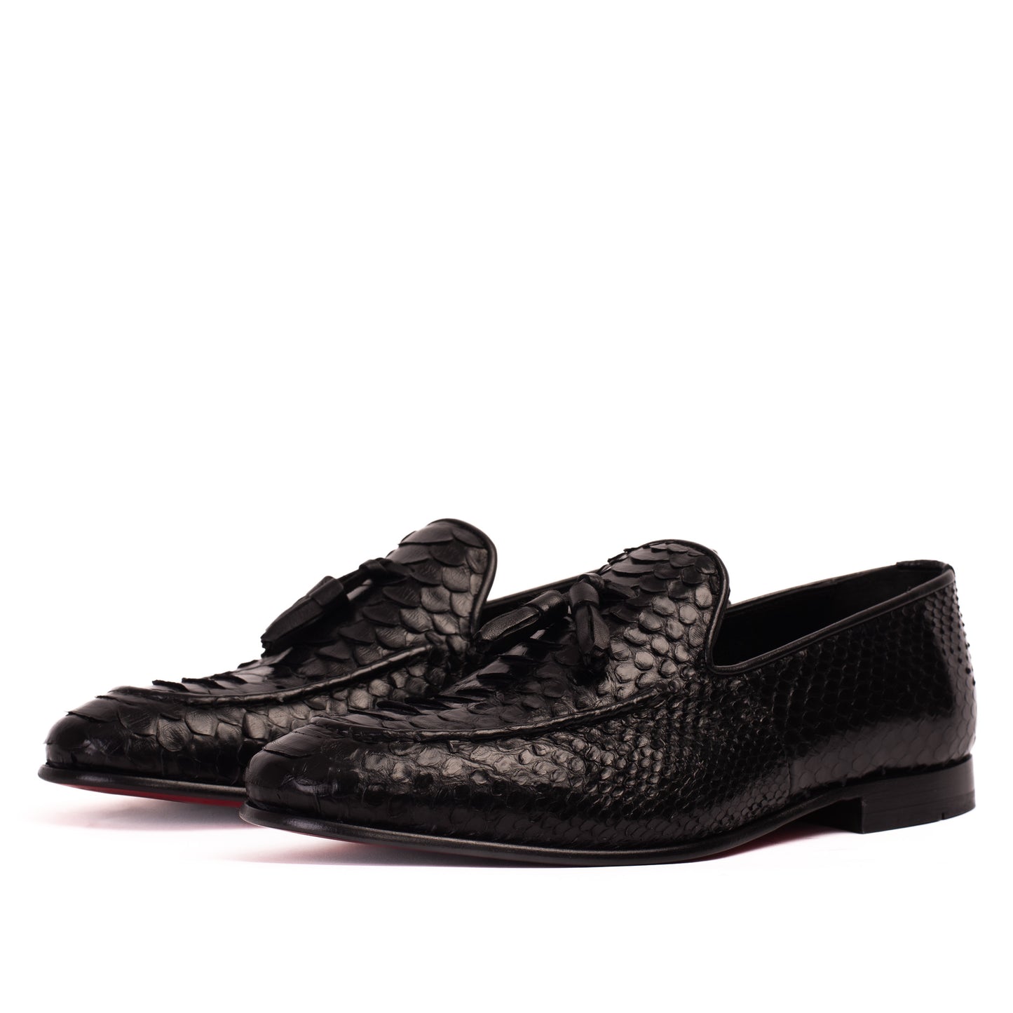 The Bethesda Black Pyhtn Skin Leather Tassel Loafer Men Shoe