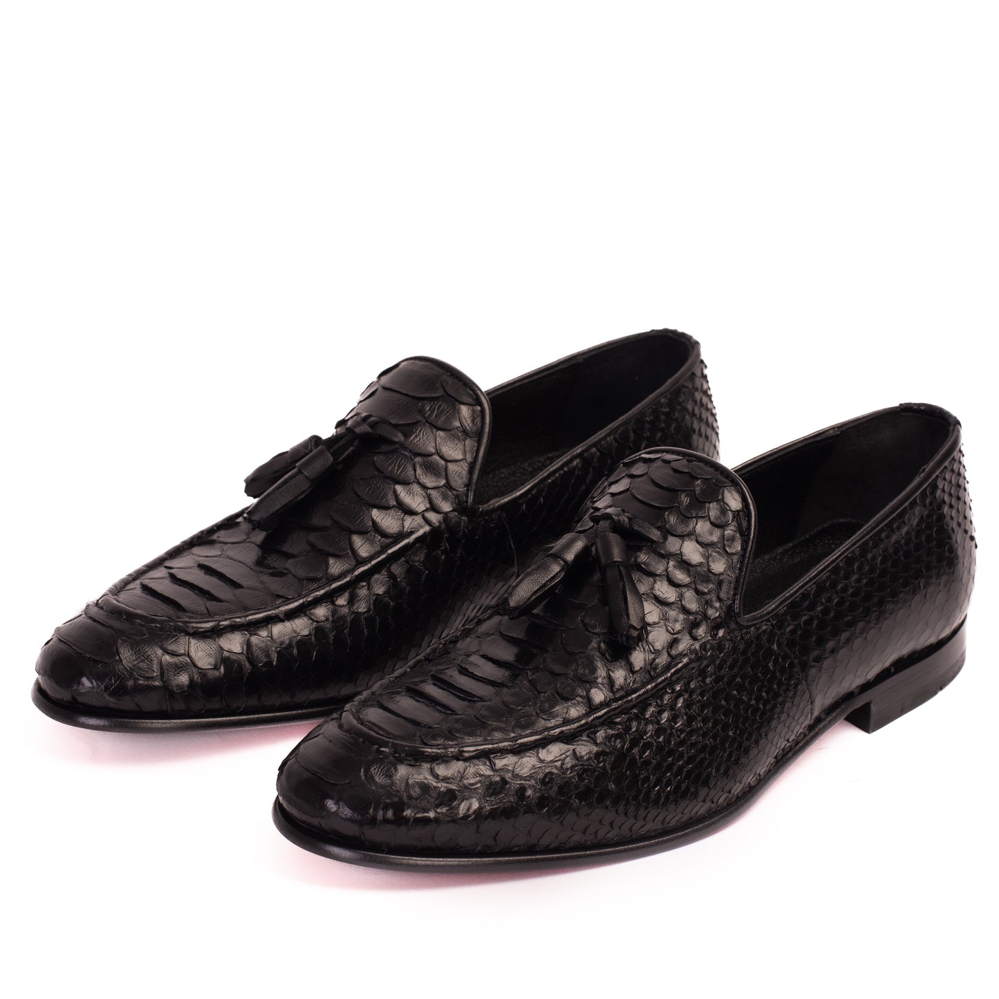The Bethesda Black Pyhtn Skin Leather Tassel Loafer Men Shoe