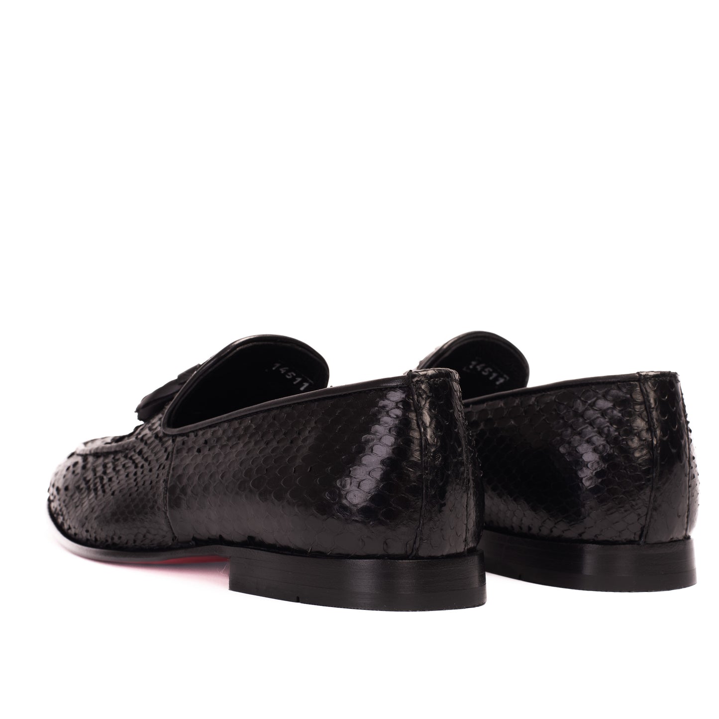 The Bethesda Black Pyhtn Skin Leather Tassel Loafer Men Shoe