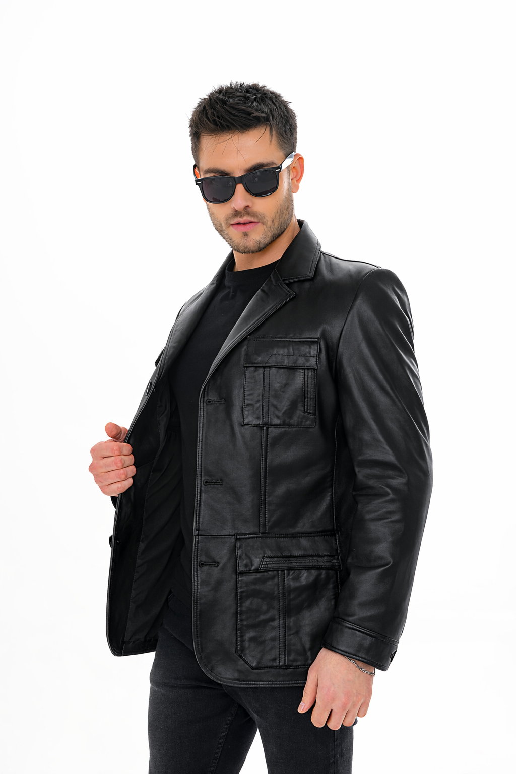 The Ravenna Black Leather Men Jacket