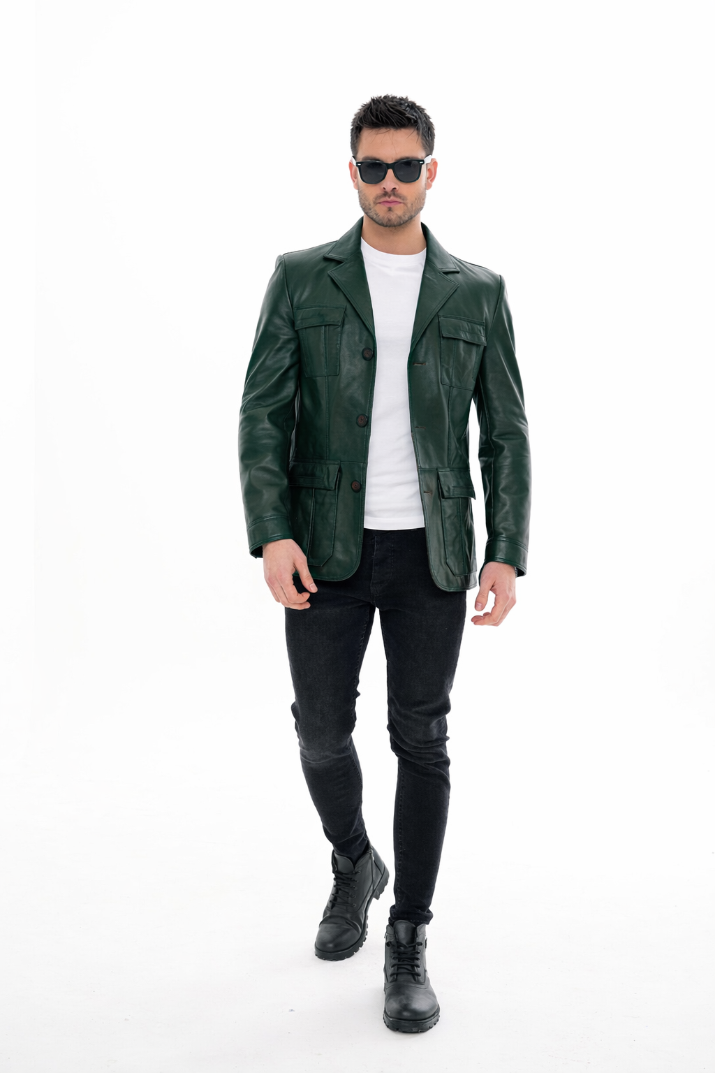 The Ravenna Green Leather Men Jacket