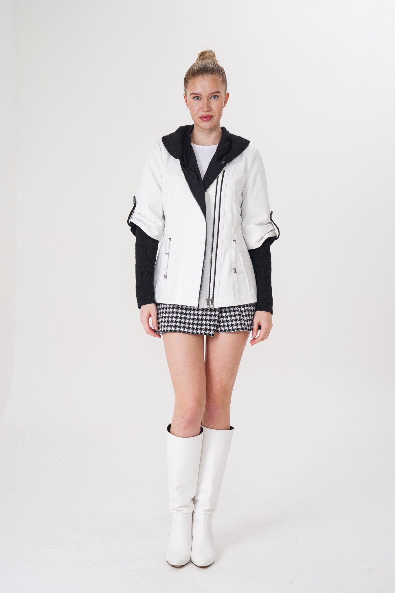 The Sage White Leather Women Jacket