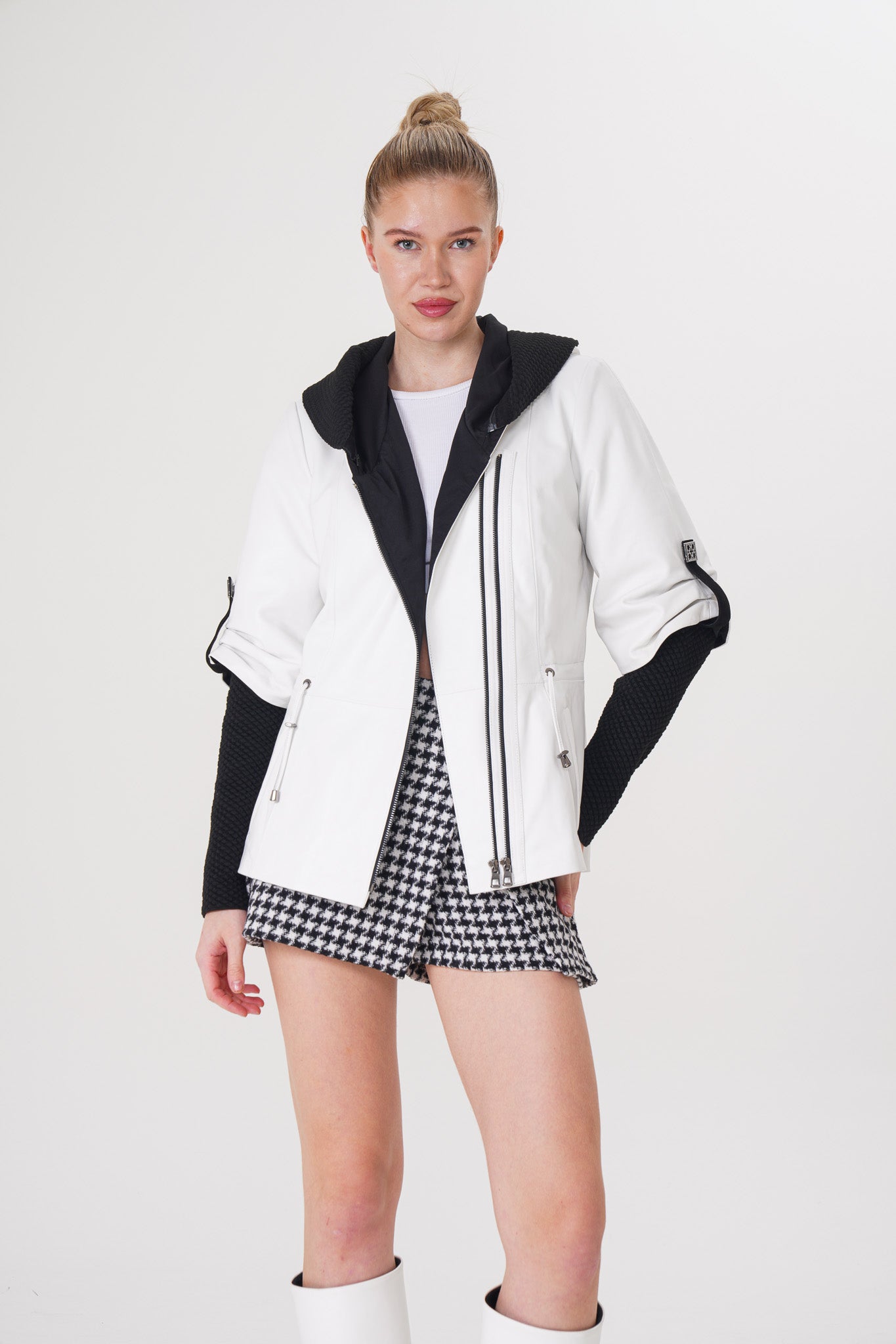The Sage White Leather Women Jacket