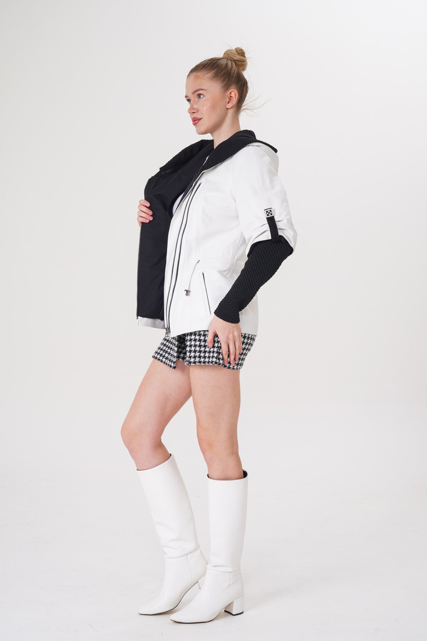 The Sage White Leather Women Jacket