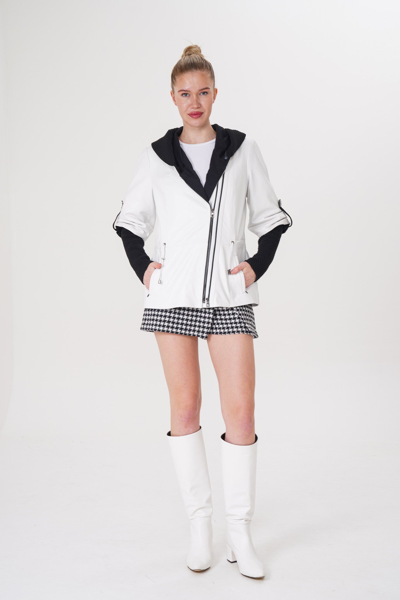 The Sage White Leather Women Jacket