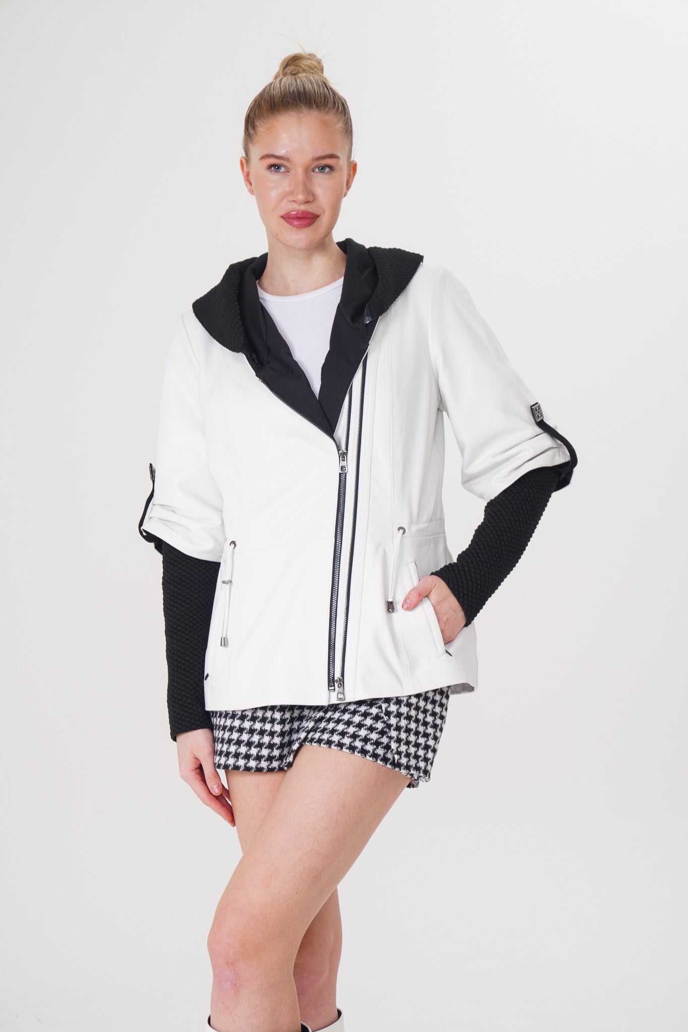 The Sage White Leather Women Jacket