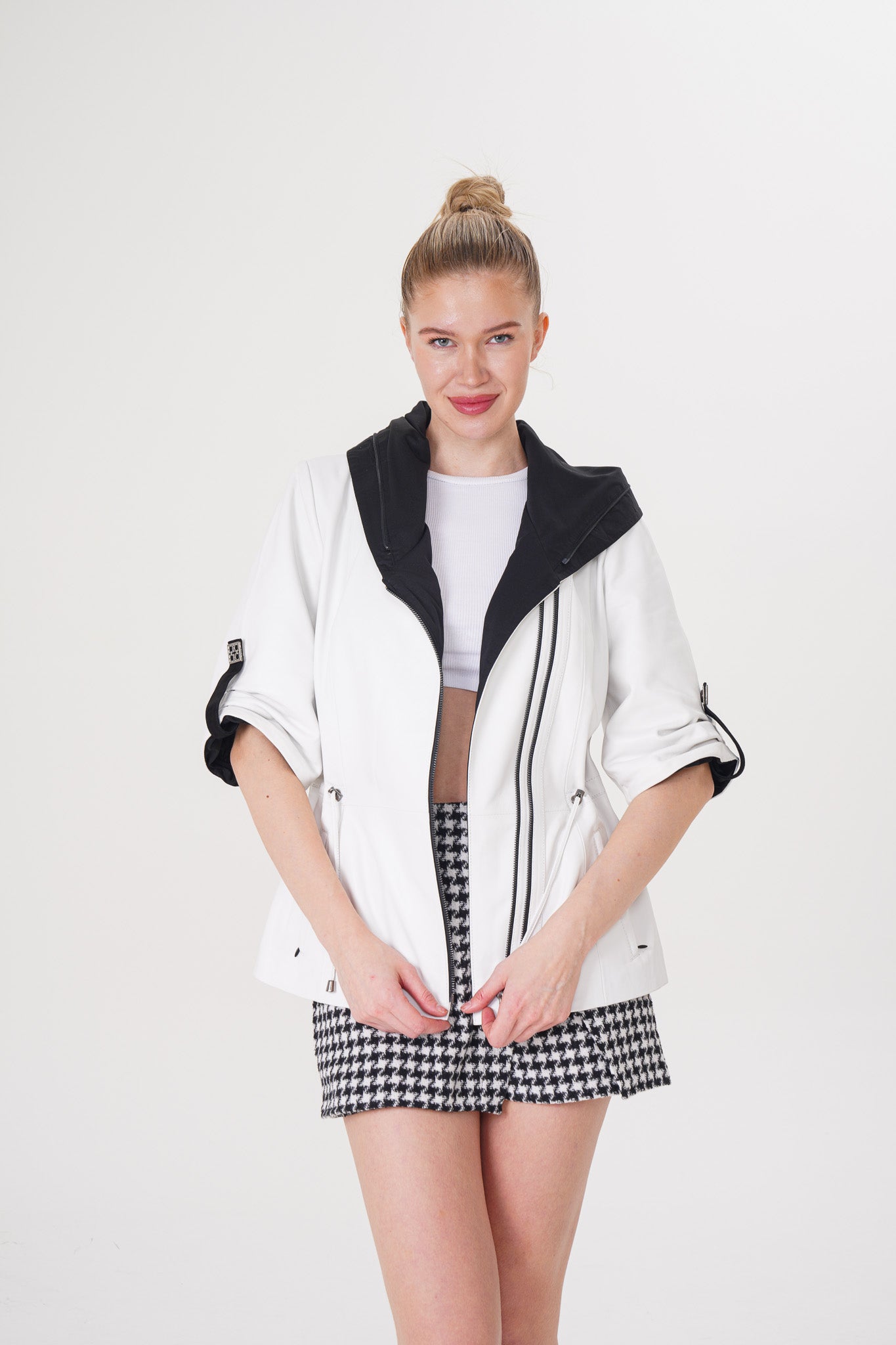 The Sage White Leather Women Jacket