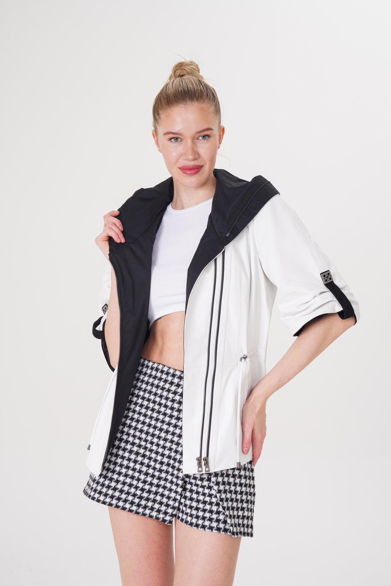 The Sage White Leather Women Jacket